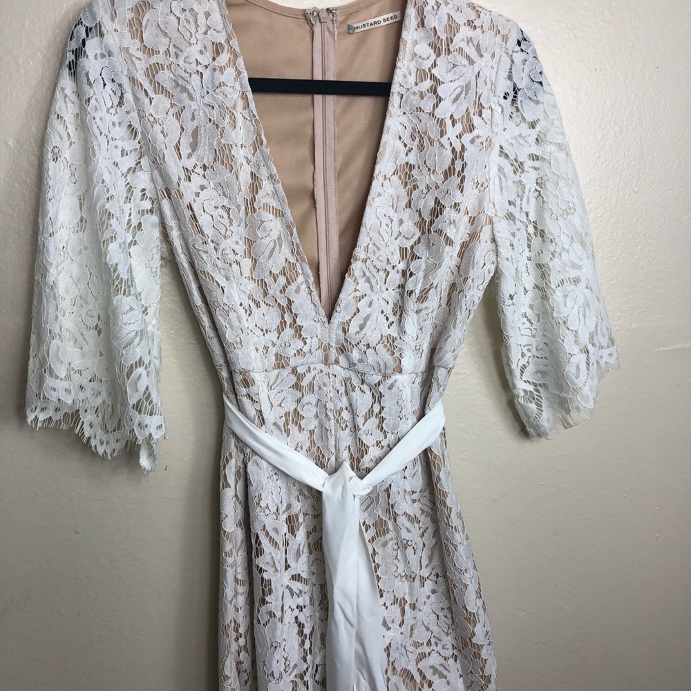 Ivory & Nude Lace Mustard Seed Romper Sz. S